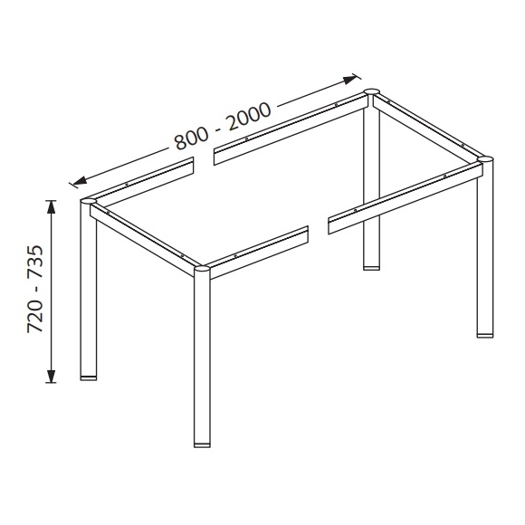 Stelaż do biurka prostego z regulacją wysokości KS/R-50, noga o śr. 50 mm